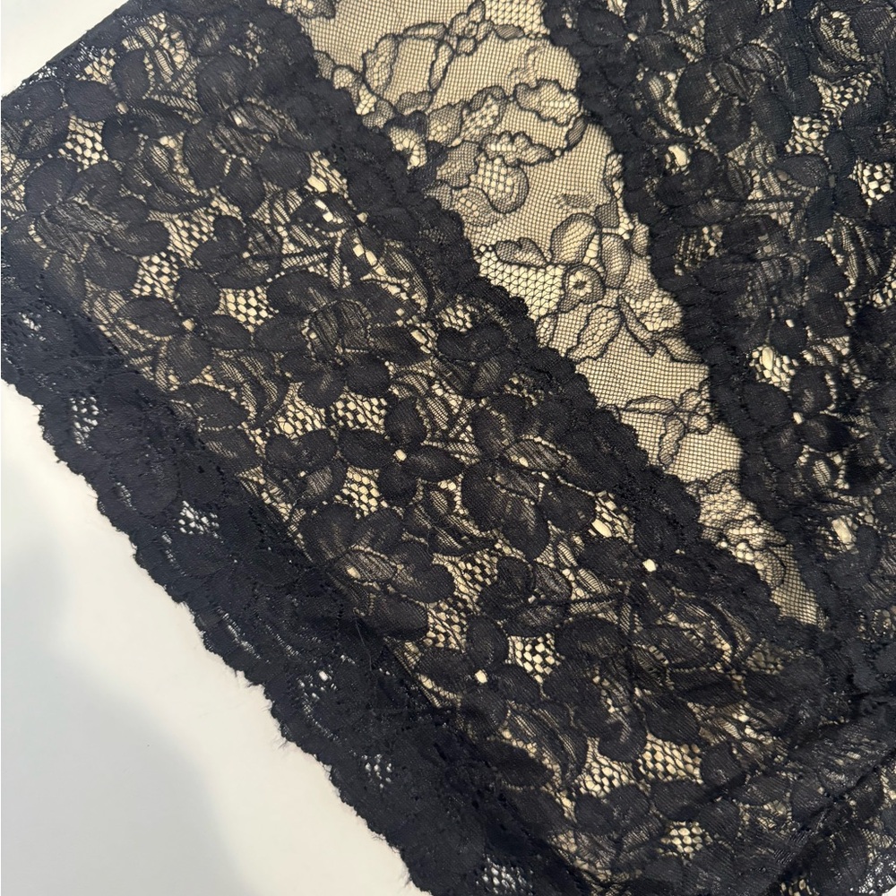 2/$20 Do & Be one-shoulder lace overlay dress in black and nude frilled puff - Picture 5 of 11